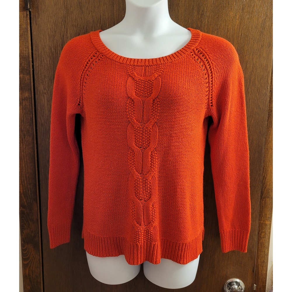 Apt 9 Womens Red Cable Knit Sweater Shaker Stitch Scoop Neck Large